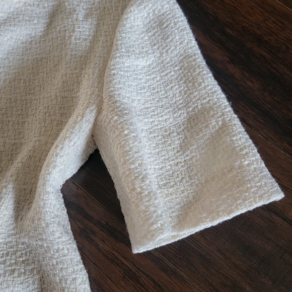 ZARA Ivory Tweed Textured Fringe‎ Trim Maxi Dress Size Small - Picture 10 of 16